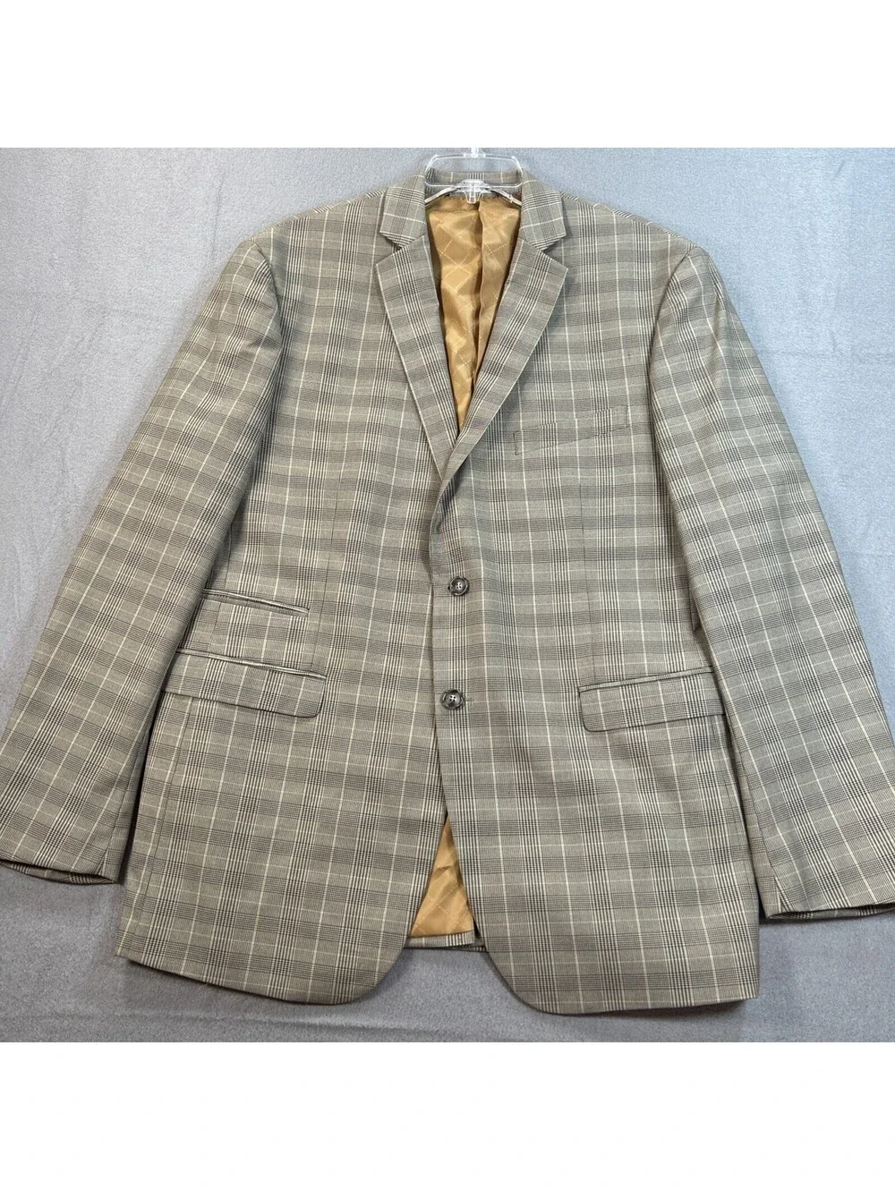 Sean John XL NWT Tan Prince of Wales Plaid Original Fit Elbow Patch Blazer